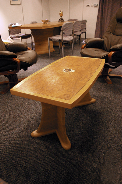 Captain's Burr Oak Veneered Occasional Table